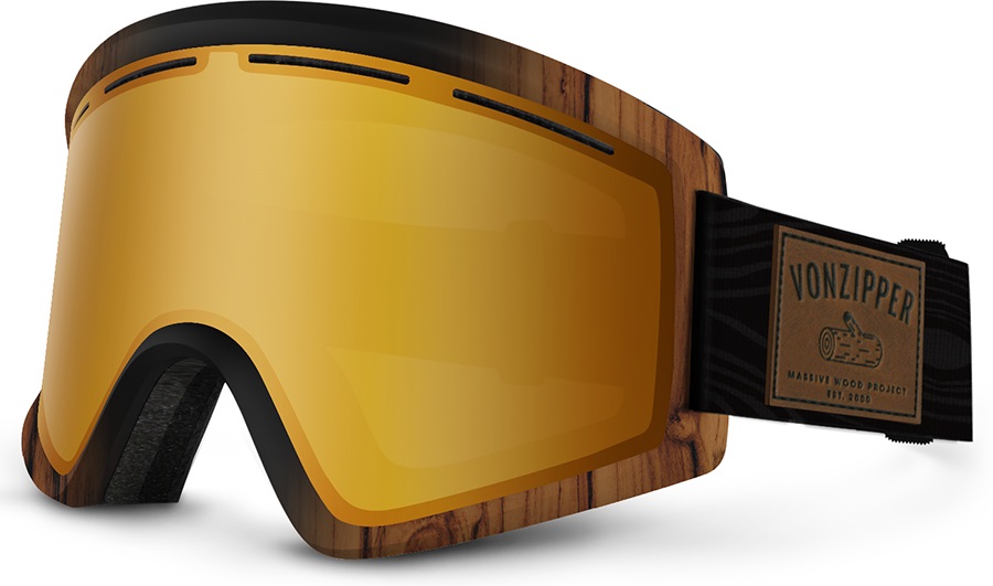 Von Zipper Cleaver Snowboard/Ski Goggles, Walnut Wood, Copper Chrome